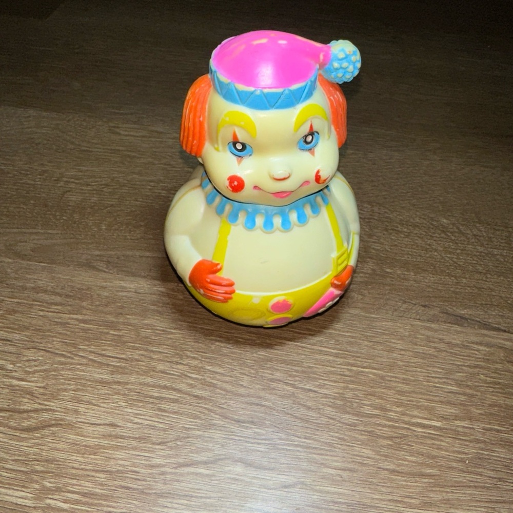 Vintage‎ 1972 The First Years Clown Roly Poly Toy Baby Chime Plastic Wobble